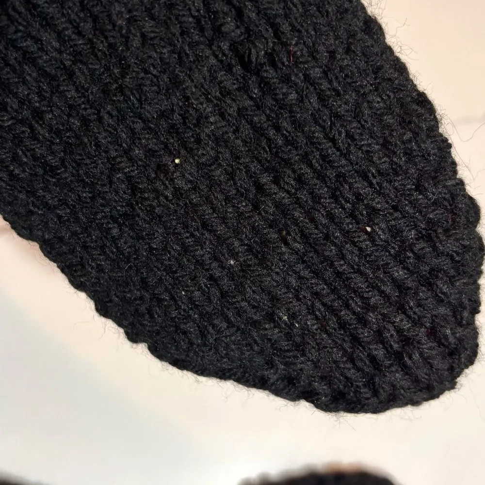 Women’s Unisex Cozy Black Hand Made Chunky Knit Mittens Handmade OS